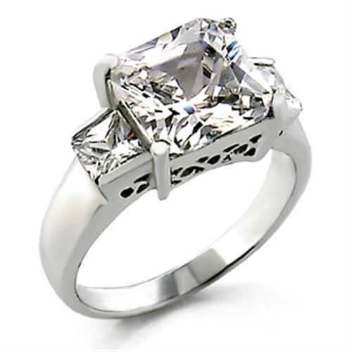 21209 - High-Polished 925 Sterling Silver Ring with AAA Grade CZ in Clear