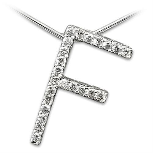 21606 - Rhodium Brass Pendant with AAA Grade CZ in Clear