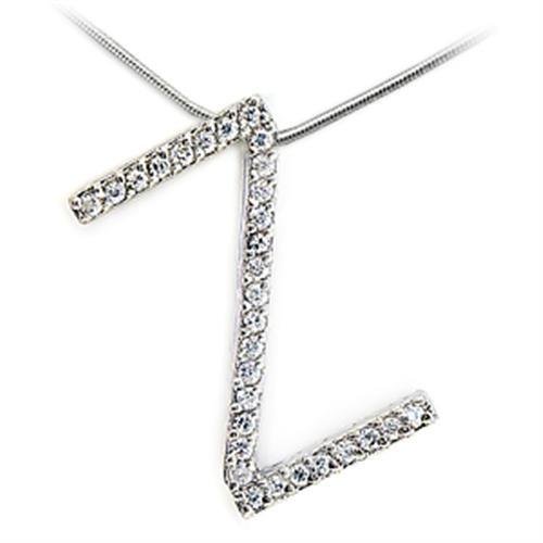 21624 - Rhodium Brass Pendant with AAA Grade CZ in Clear