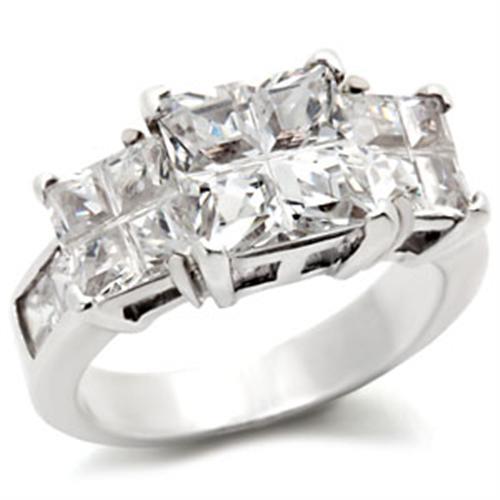 22725 - High-Polished 925 Sterling Silver Ring with AAA Grade CZ in Clear
