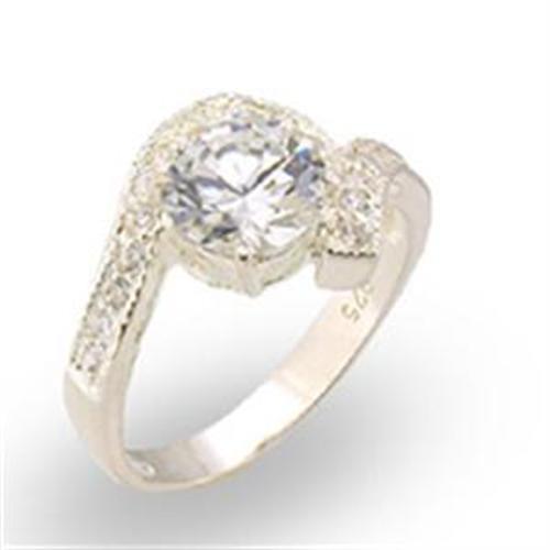 30122 - High-Polished 925 Sterling Silver Ring with AAA Grade CZ in Clear