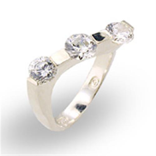 30123 - High-Polished 925 Sterling Silver Ring with AAA Grade CZ in Clear