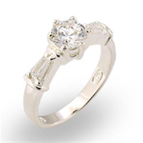 30125 - High-Polished 925 Sterling Silver Ring with AAA Grade CZ in Clear