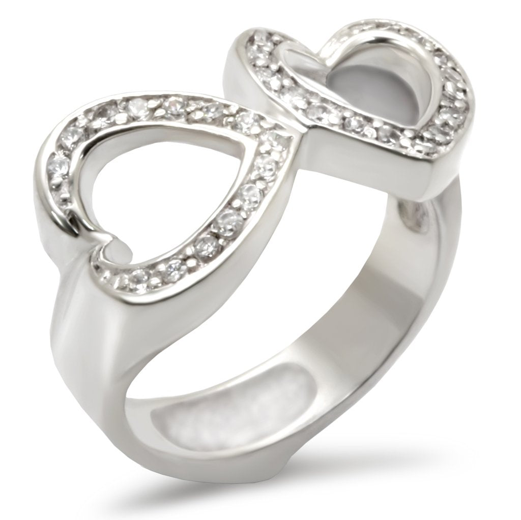 30235 - High-Polished 925 Sterling Silver Ring with AAA Grade CZ in Clear