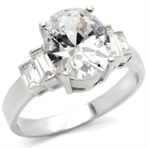 30305 - High-Polished 925 Sterling Silver Ring with AAA Grade CZ in Clear