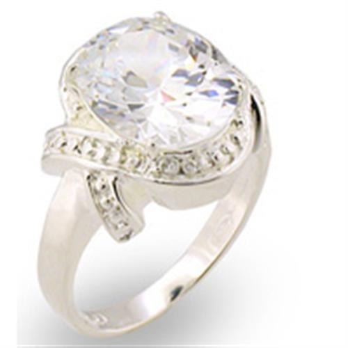 30306 - High-Polished 925 Sterling Silver Ring with AAA Grade CZ in Clear