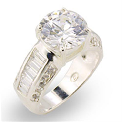 30307 - High-Polished 925 Sterling Silver Ring with AAA Grade CZ in Clear
