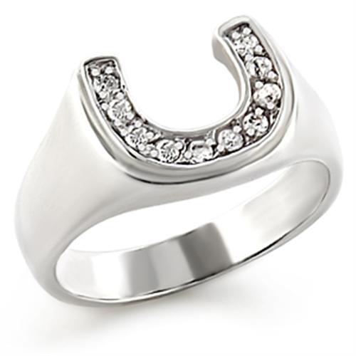 30314 - High-Polished 925 Sterling Silver Ring with AAA Grade CZ in Clear