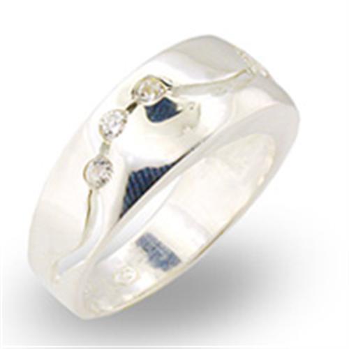 30336 - High-Polished 925 Sterling Silver Ring with AAA Grade CZ in Clear