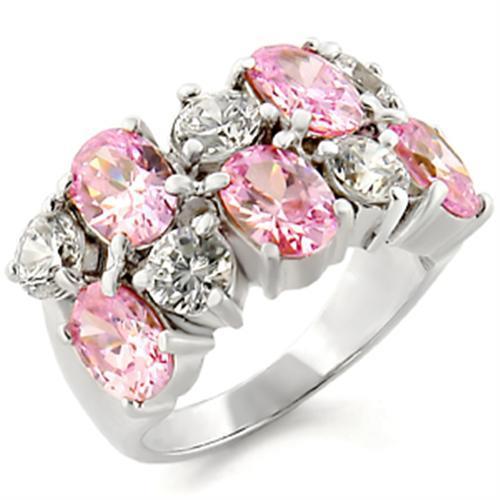 30817 - High-Polished 925 Sterling Silver Ring with AAA Grade CZ in Rose