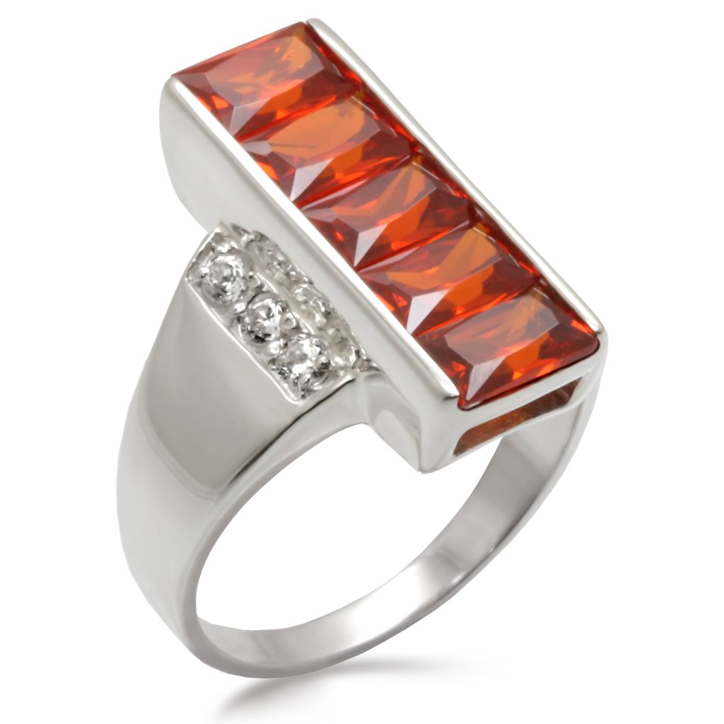 30829 - High-Polished 925 Sterling Silver Ring with AAA Grade CZ in Garnet