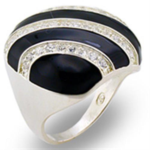 30915 - High-Polished 925 Sterling Silver Ring with AAA Grade CZ in Clear