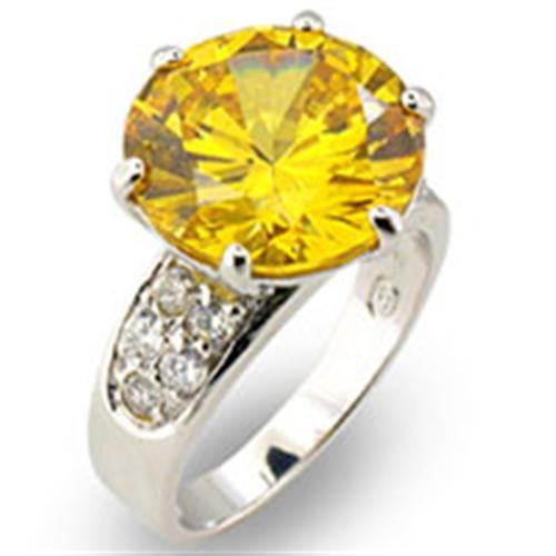 31219 - High-Polished 925 Sterling Silver Ring with AAA Grade CZ in Citrine