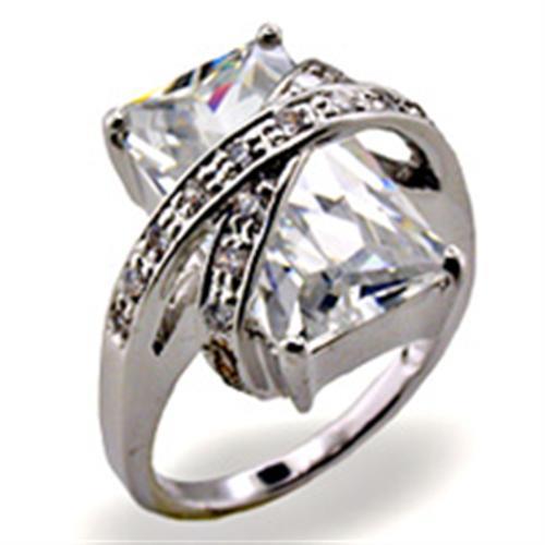 32103 - High-Polished 925 Sterling Silver Ring with AAA Grade CZ in Clear