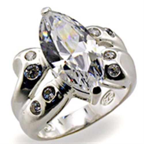 32127 - High-Polished 925 Sterling Silver Ring with AAA Grade CZ in Clear