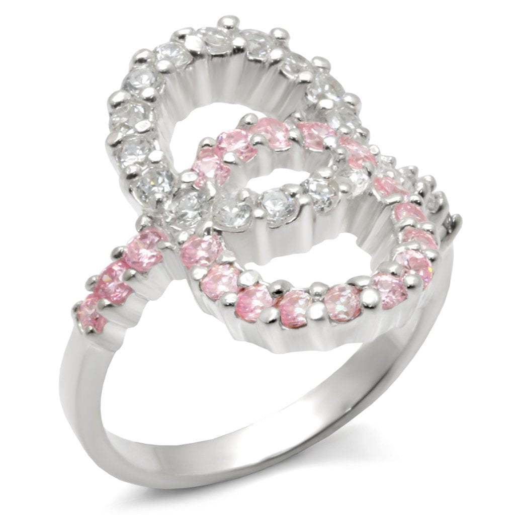 32516 - High-Polished 925 Sterling Silver Ring with AAA Grade CZ in Rose