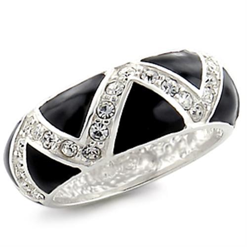 32615 - High-Polished 925 Sterling Silver Ring with Top Grade Crystal in Clear
