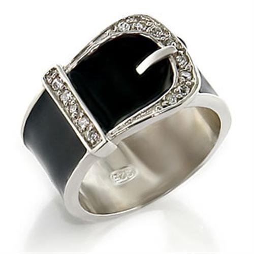 32625 - High-Polished 925 Sterling Silver Ring with Top Grade Crystal in Clear