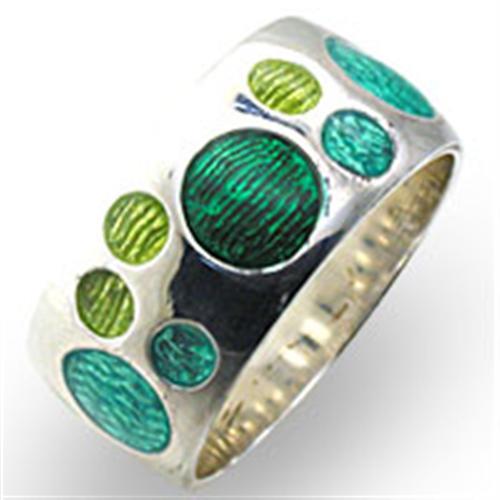 33904 - High-Polished 925 Sterling Silver Ring with Epoxy in Multi Color