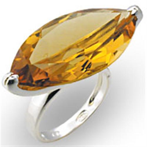 33915 - High-Polished 925 Sterling Silver Ring with AAA Grade CZ in Citrine