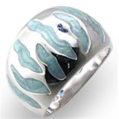 34205 - High-Polished 925 Sterling Silver Ring with Epoxy in Sea Blue
