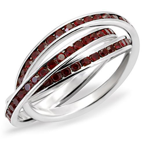 35119 - High-Polished 925 Sterling Silver Ring with Top Grade Crystal in Siam