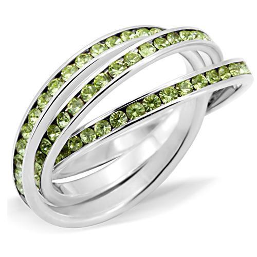 35120 - High-Polished 925 Sterling Silver Ring with Top Grade Crystal in Peridot