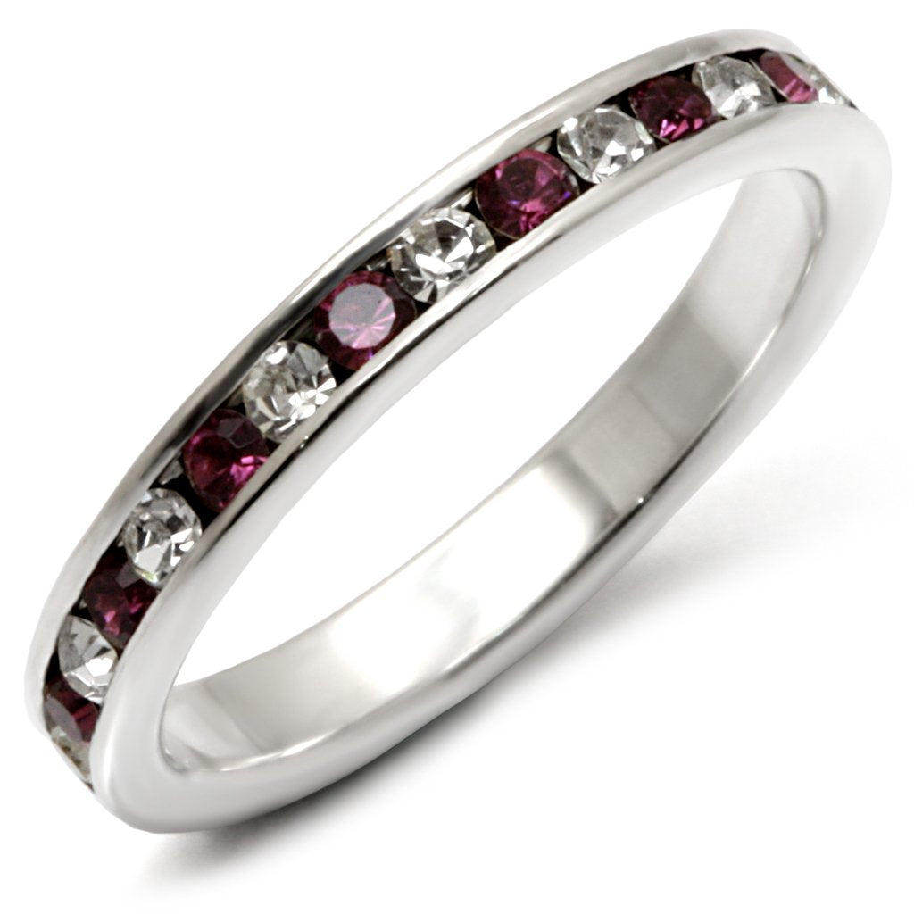 35126 - High-Polished 925 Sterling Silver Ring with Top Grade Crystal in Amethyst
