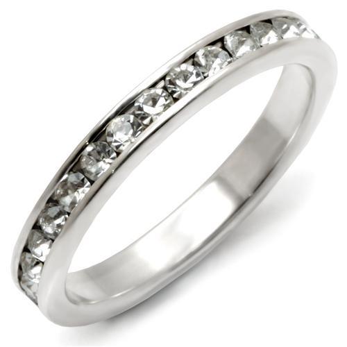 35128 - High-Polished 925 Sterling Silver Ring with Top Grade Crystal in Clear