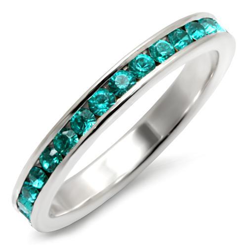 35148 - High-Polished 925 Sterling Silver Ring with Top Grade Crystal in Blue Zircon