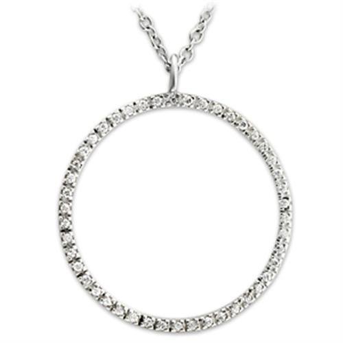 36515 - High-Polished 925 Sterling Silver Pendant with AAA Grade CZ in Clear