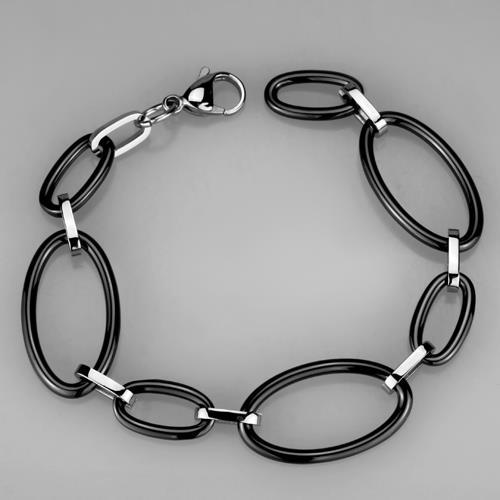 3W1003 - High polished (no plating) Stainless Steel Bracelet with Ceramic in Jet