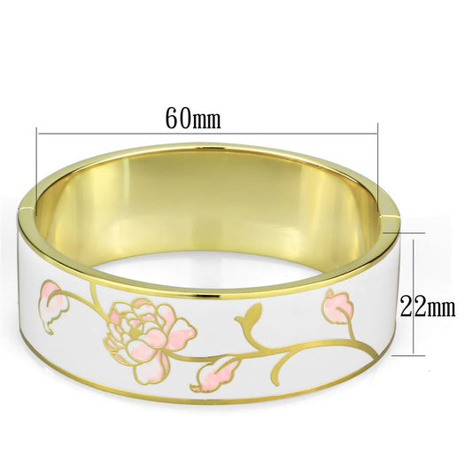 3W1017 - Gold White Metal Bangle with Epoxy in White