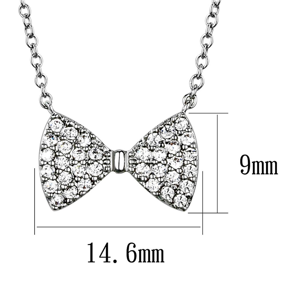3W1021 - Rhodium Brass Chain Pendant with AAA Grade CZ in Clear