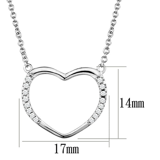 3W1023 - Rhodium Brass Chain Pendant with AAA Grade CZ in Clear