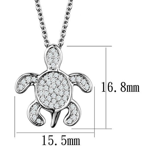 3W1025 - Rhodium Brass Chain Pendant with AAA Grade CZ in Clear