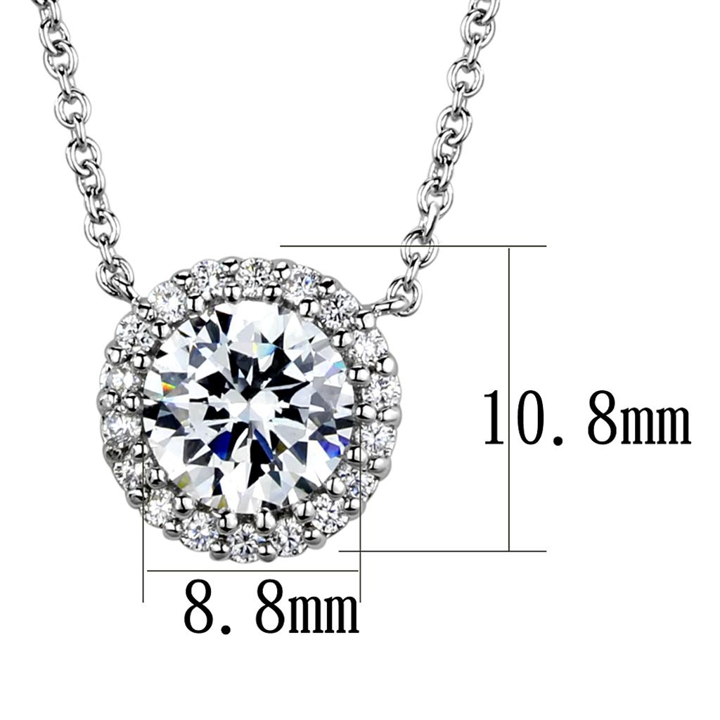 3W1027 - Rhodium Brass Chain Pendant with AAA Grade CZ in Clear