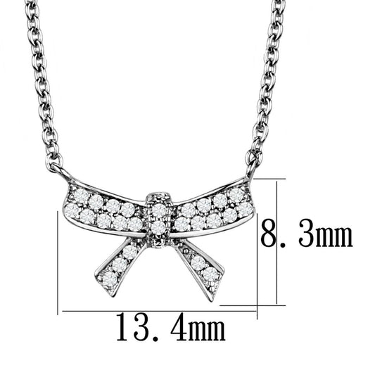 3W1028 - Rhodium Brass Chain Pendant with AAA Grade CZ in Clear