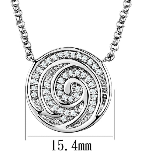 3W1029 - Rhodium Brass Chain Pendant with AAA Grade CZ in Clear
