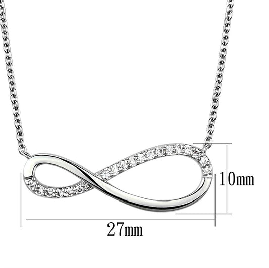 3W1033 - Rhodium Brass Chain Pendant with AAA Grade CZ in Clear