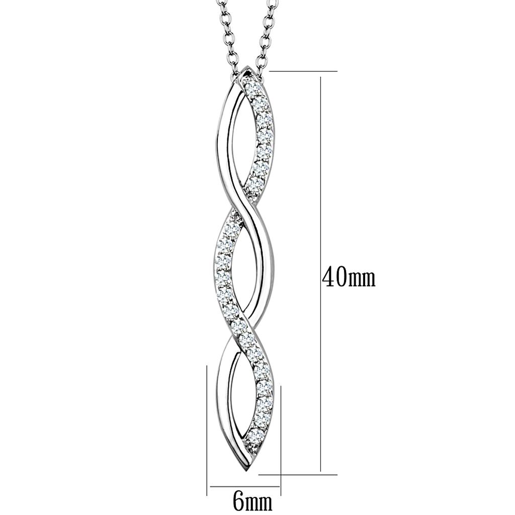 3W1039 - Rhodium Brass Chain Pendant with AAA Grade CZ in Clear