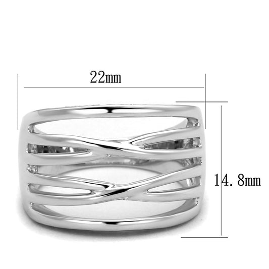 3W1066 - Rhodium Brass Ring with AAA Grade CZ in Clear