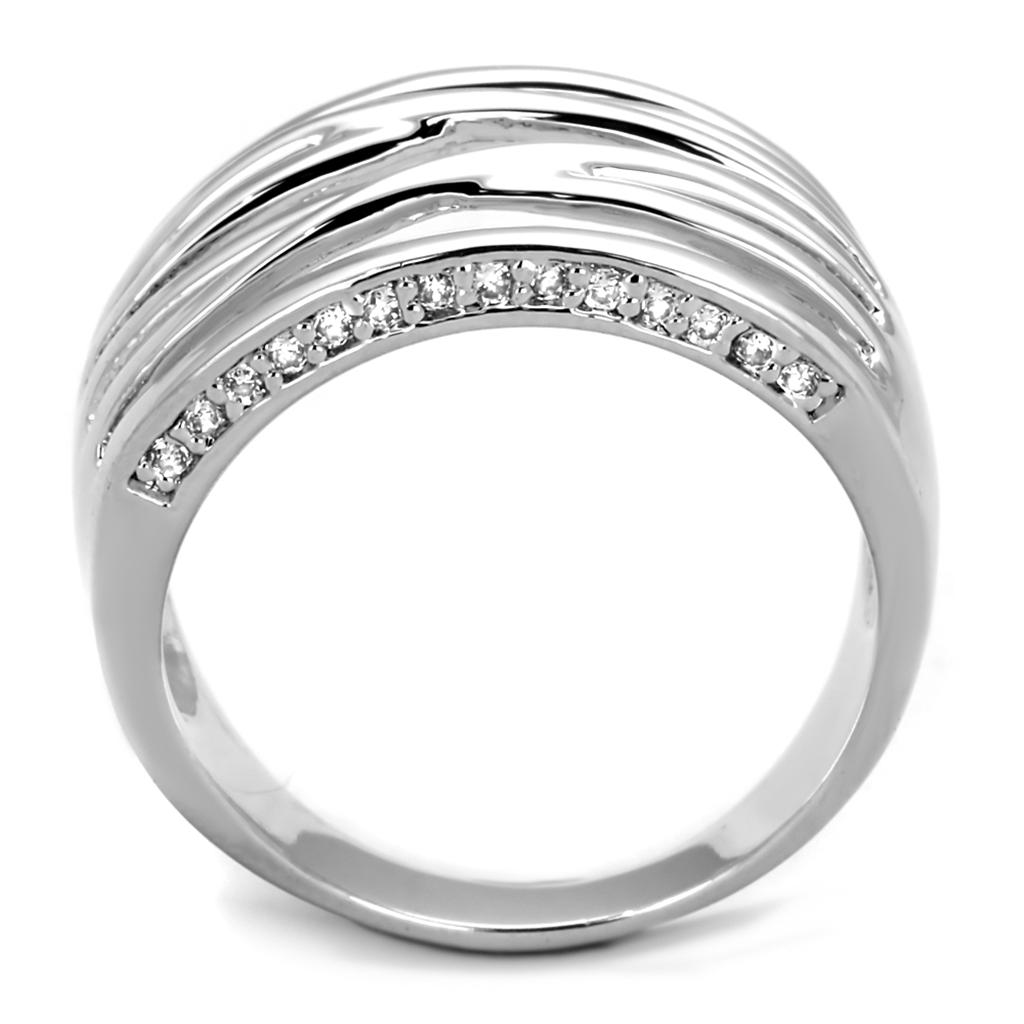 3W1066 - Rhodium Brass Ring with AAA Grade CZ in Clear