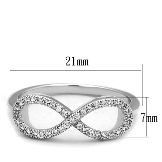 3W1068 - Rhodium Brass Ring with AAA Grade CZ in Clear