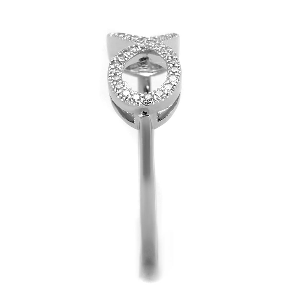 3W1068 - Rhodium Brass Ring with AAA Grade CZ in Clear