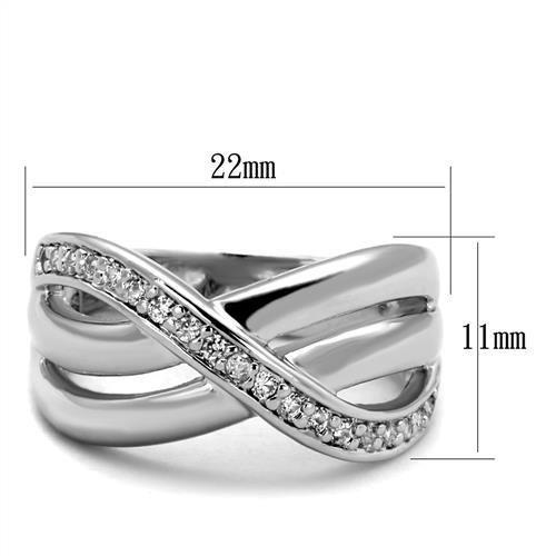 3W1071 - Rhodium Brass Ring with AAA Grade CZ in Clear