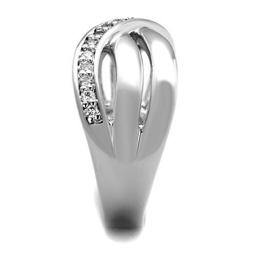 3W1071 - Rhodium Brass Ring with AAA Grade CZ in Clear