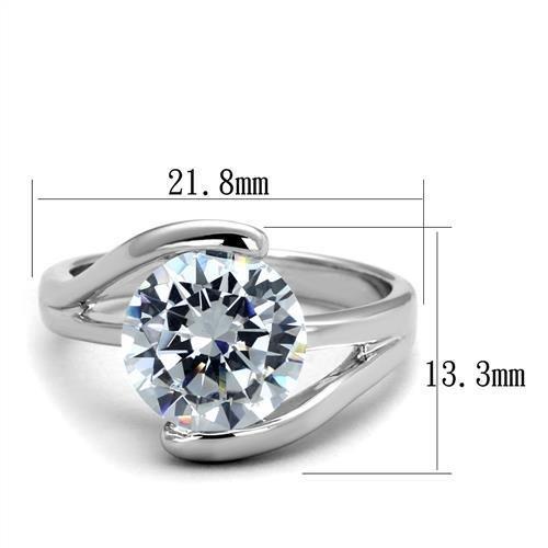 3W1072 - Rhodium Brass Ring with AAA Grade CZ in Clear