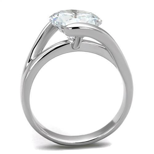 3W1072 - Rhodium Brass Ring with AAA Grade CZ in Clear