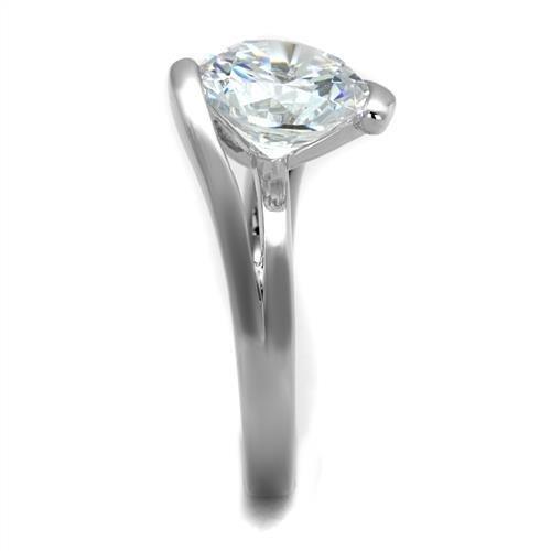 3W1072 - Rhodium Brass Ring with AAA Grade CZ in Clear